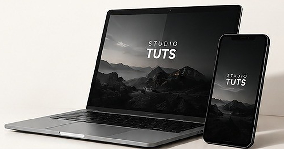 Site da Studio Tuts no notebook e no celular